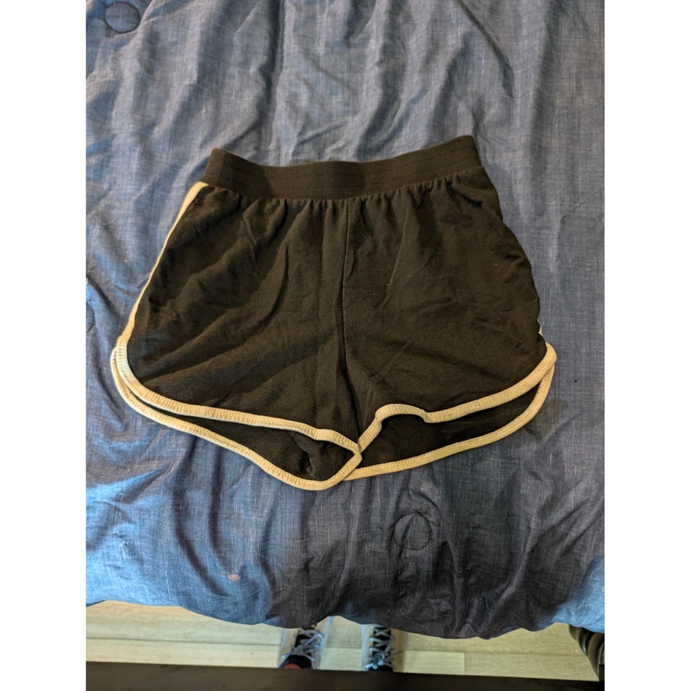 No Boundaries Black Dolphin Shorts White Trim XS French Terry NB22100025502